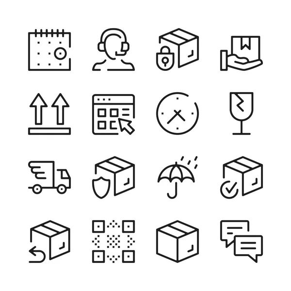 Delivery line icons set. Modern graphic design concepts, simple outline elements collection. Vector line icons — Stock Vector