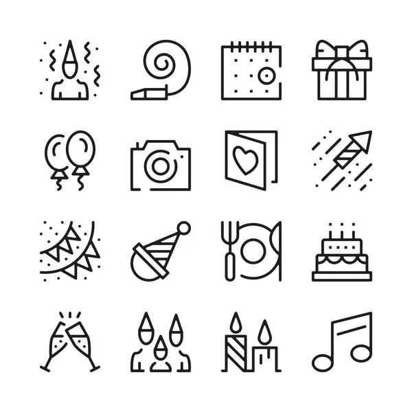 Party- und Feiertagssymbole gesetzt. moderne Grafik-Design-Konzepte, einfache Umrisse Elemente Sammlung. Vektorzeilensymbole — Stockvektor