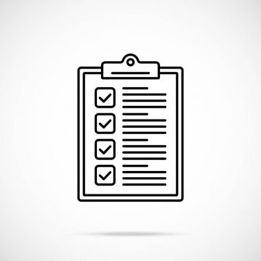 Pano onay kutularını ve onay işaretleri satırı simgesi ile. Siyah anahat Pano ve keneler. Vektör çizim