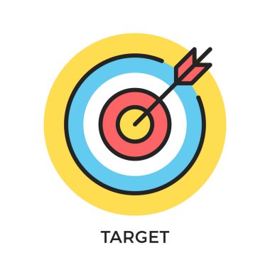 Hedef simgesi. Hedef ile ok simgeleri. Misyon, amaç, turnayı gözünden kavramları. Modern düz tasarım ince çizgi öğeleri. Vektör simgesi