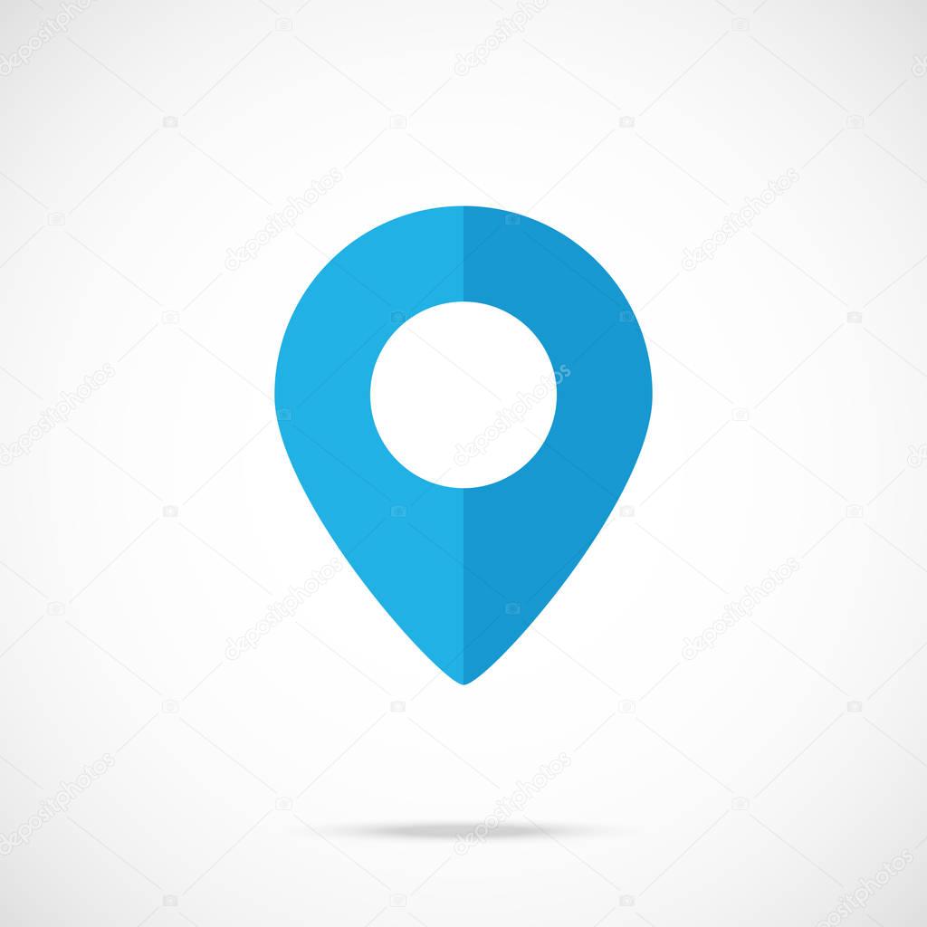 Vector blue map pointer, map pin icon. Modern flat design vector icon