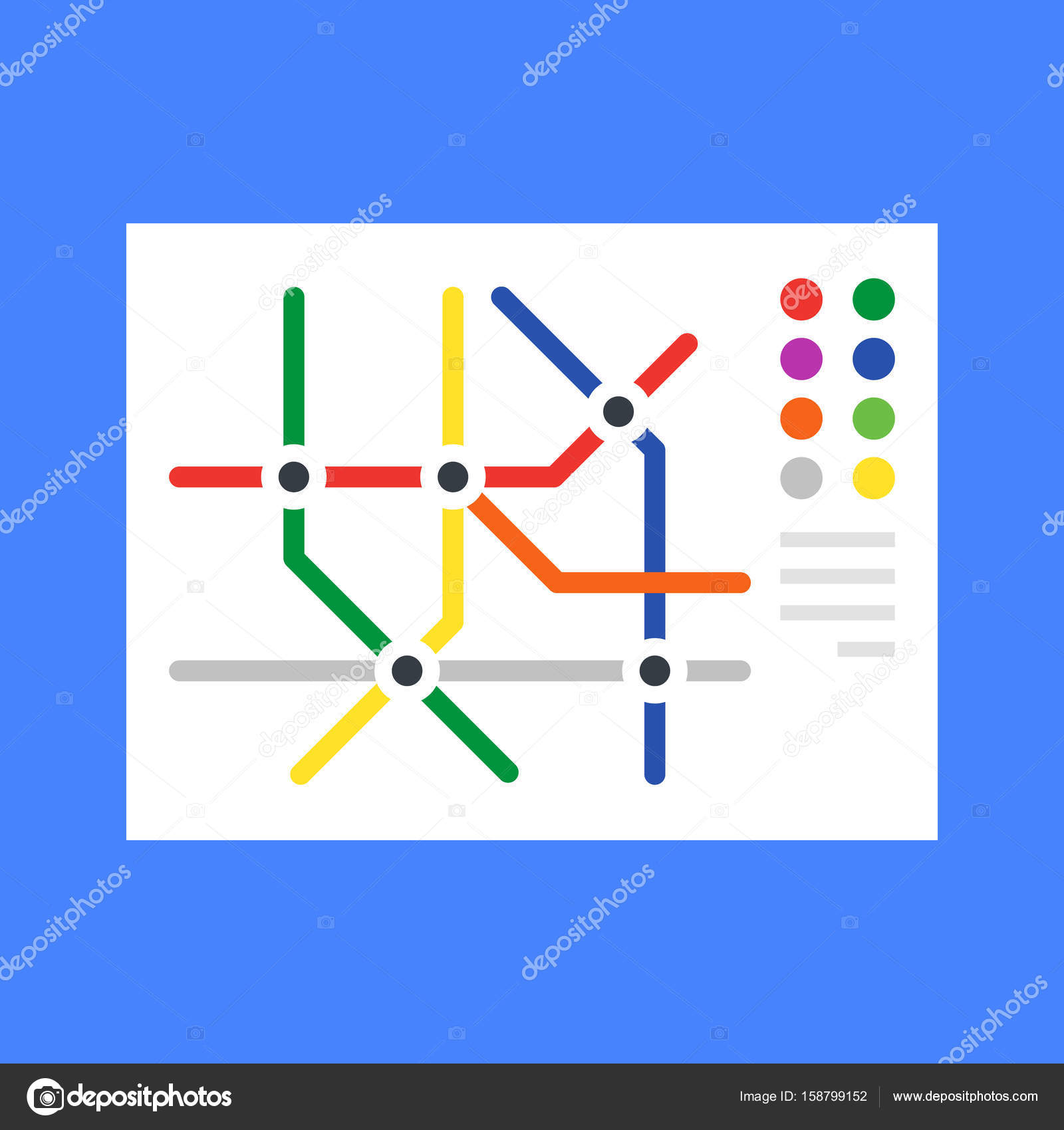 Carte du métro, plan du métro. Concept moderne de design plat ...