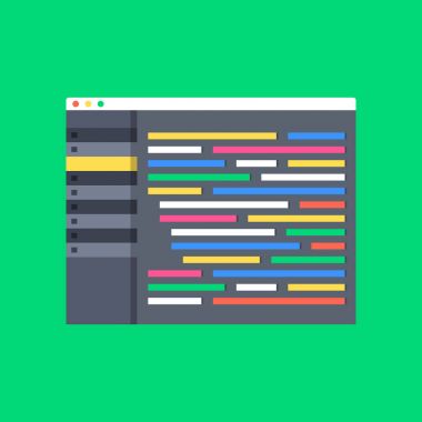 Programming, coding, web development concepts. Code editor window with interface and lines of code. Modern flat design vector illustration clipart svg vector 