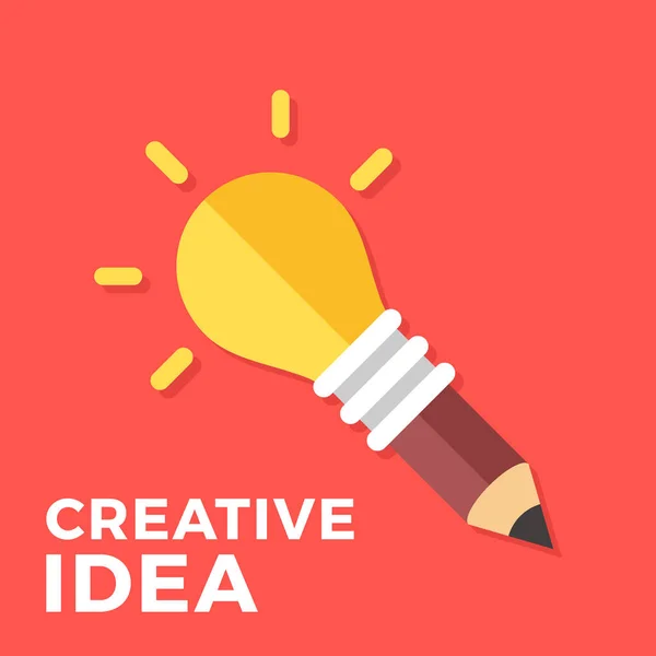 Idée créative. Ampoule lumineuse connectée au crayon. Créativité, grande solution, concepts d'idées nouvelles. Ampoule vectorielle. Illustration vectorielle design plat moderne — Image vectorielle
