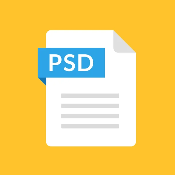 Ikona pliku PSD. Graficzny Edytor rastrowych typu dokumentu. Płaski kształt graficzny ilustracja. Ikony Psd wektor — Wektor stockowy