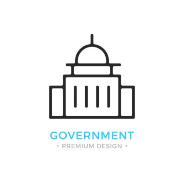 Hükümet simgesi. Capitol Binası logosunu görmeniz gerekir. Premium tasarım. Vektör ince çizgi simgesi