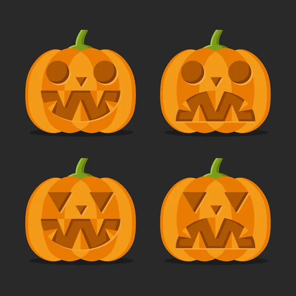 Halloween pumpkins set. Vector illustration — Stock Vector