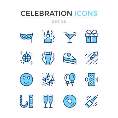 Kutlama simgeler. Tatil kavramları. Vektör hat simgeler kümesi. Sınıf kalitesi. Basit ince çizgili Tema. Modern seviyelendirme simgelerini, sembollerin