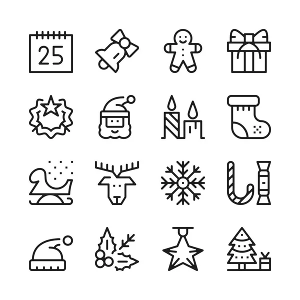 Kerst iconen van de lijn ingesteld. Moderne grafisch ontwerpconcepten, eenvoudige lijn overzicht elementen collectie. Vector lijn pictogrammen — Stockvector