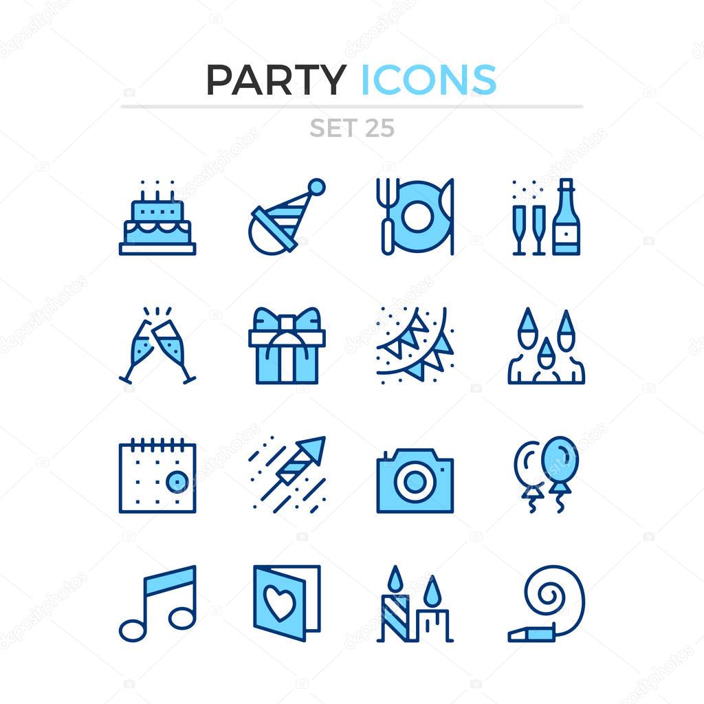 Party icons. Vector line icons set. Premium quality. Simple thin line design. Modern outline symbols, pictograms