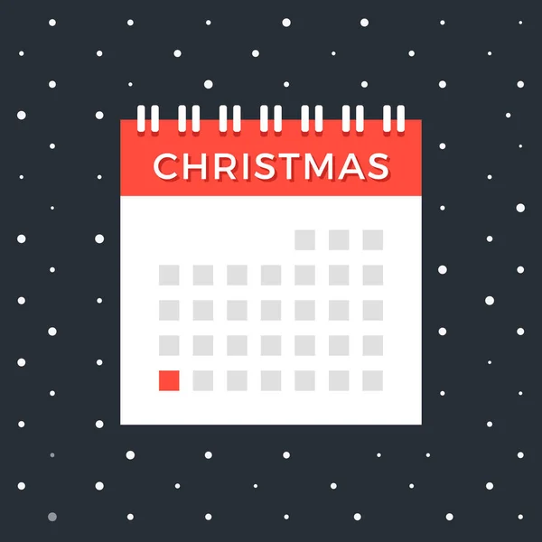 Weihnachtskalender. Vektorkalender mit rotem Datum 25. Dezember. Weihnachten, Weihnachten, Winterurlaub. flache Bauweise. Vektorillustration — Stockvektor