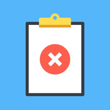 Pano ve x işareti. Yönetim Kurulu ve çapraz işareti ile kırmızı yuvarlak simge küçük. Modern düz tasarım grafik öğeleri. Vektör çizim