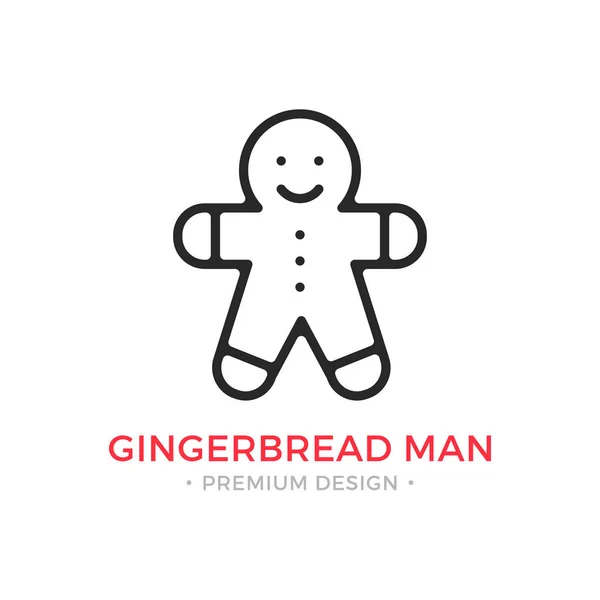 Gingerbread man linii ikona. Plik cookie Boże Narodzenie. Wektor zarys ikona — Wektor stockowy