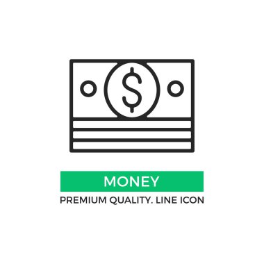 Vektör para simgesi. Para, para yığını. Premium Kalite grafik tasarım öğesi. Modern işareti, doğrusal piktogram, anahat simgesini, basit ince satırı simgesi