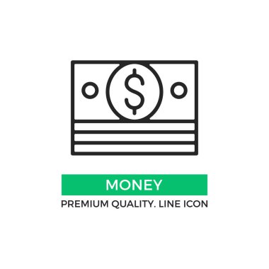 Vector money icon. Stack of cash, dollar bills. Premium quality graphic design element. Modern sign, linear pictogram, outline symbol, simple thin line icon clipart