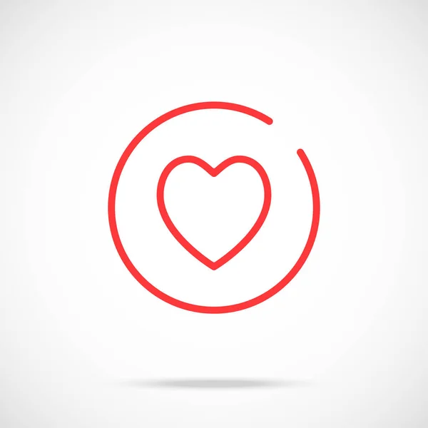 Icono Corazón Línea Delgada Corazón Rojo Círculo Concepto Logotipo Ilustración — Archivo Imágenes Vectoriales