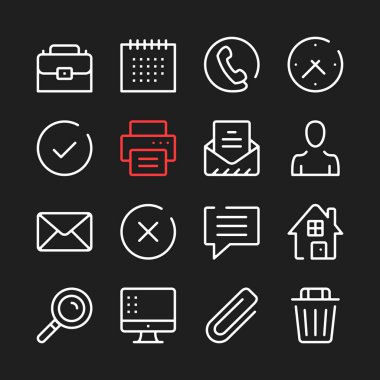 Ofis hattı simgeler. Anahat modern grafik öğeleri, basit ince çizgi tasarım simgeler. Vector Icons set