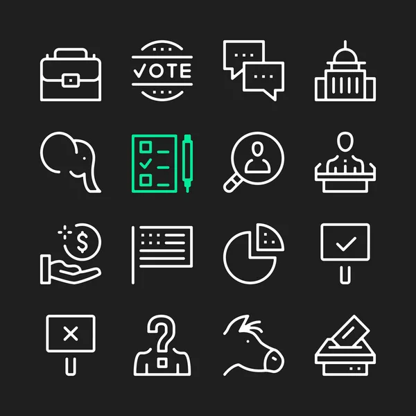 Ícones Linha Governo Elementos Gráficos Modernos Esboço Simples Símbolos Design — Vetor de Stock