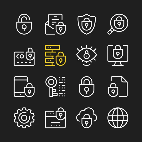 Iconos Línea Seguridad Elementos Gráficos Modernos Contorno Simple Delgada Línea — Vector de stock