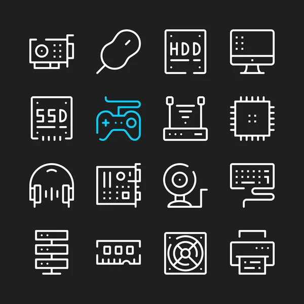 Iconos Línea Hardware Informático Elementos Gráficos Modernos Contorno Simple Delgada — Archivo Imágenes Vectoriales