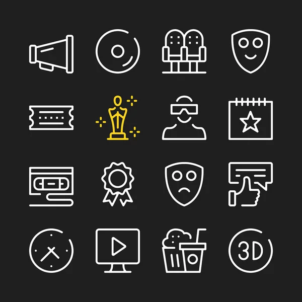 Cinema Entertainment Line Icons Modern Graphic Elements Simple Outline Thin — Stock Vector