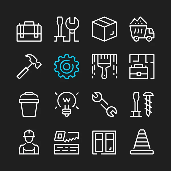 Maintenance Home Repair Tools Line Icons Modern Graphic Elements Simple — Stock Vector