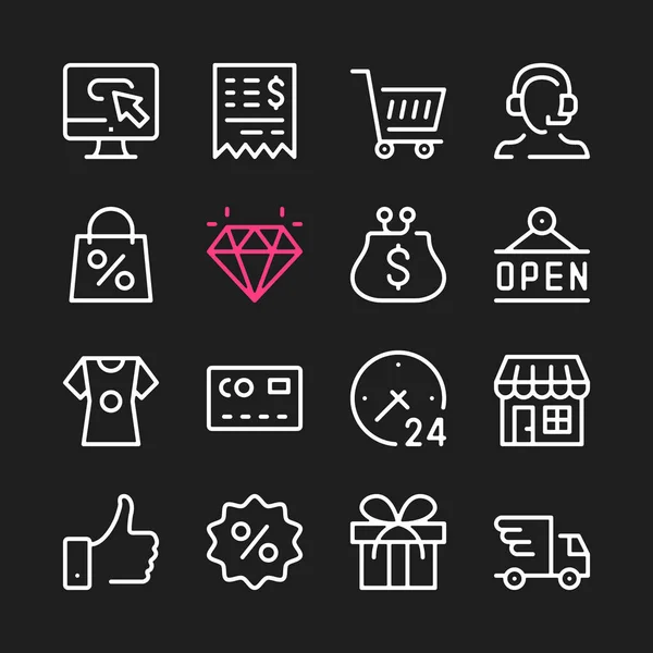 Ícones Linha Comércio Eletrônico Elementos Gráficos Modernos Esboço Simples Símbolos — Vetor de Stock