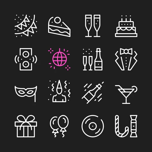 Party Line Icons Modern Graphic Elements Simple Outline Thin Line — Stock Vector