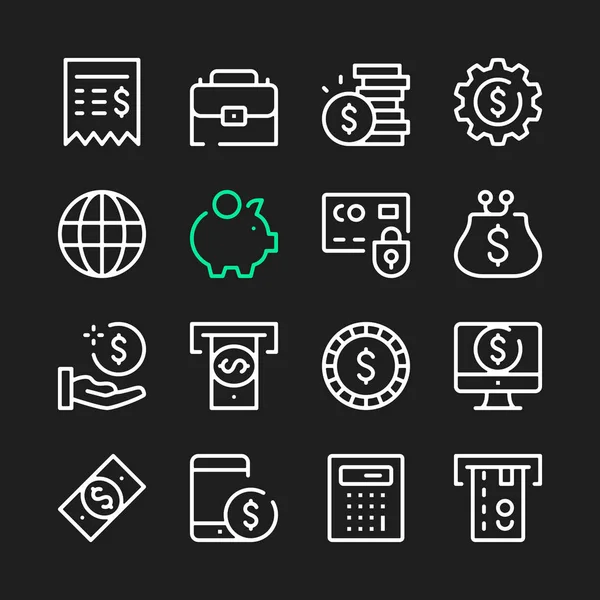Піктограми Фінансової Лінії Сучасні Графічні Елементи Прості Контурні Символи Тонкої Векторна Графіка
