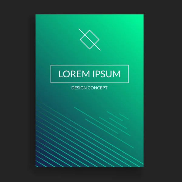 Voorbladsjabloon Minimale Lijn Ontwerp Brochure Plakkaat Cover Met Donker Groene — Stockvector