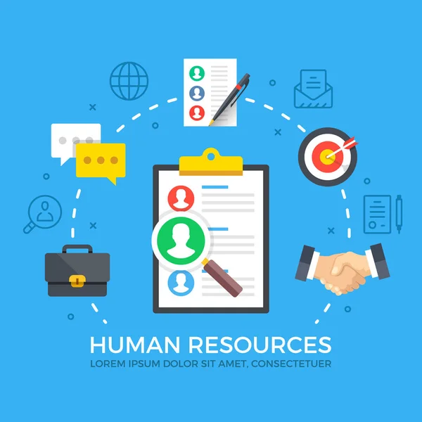Human Resources Modern Flat Design Style Graphic Elements Thin Line — Stock Vector