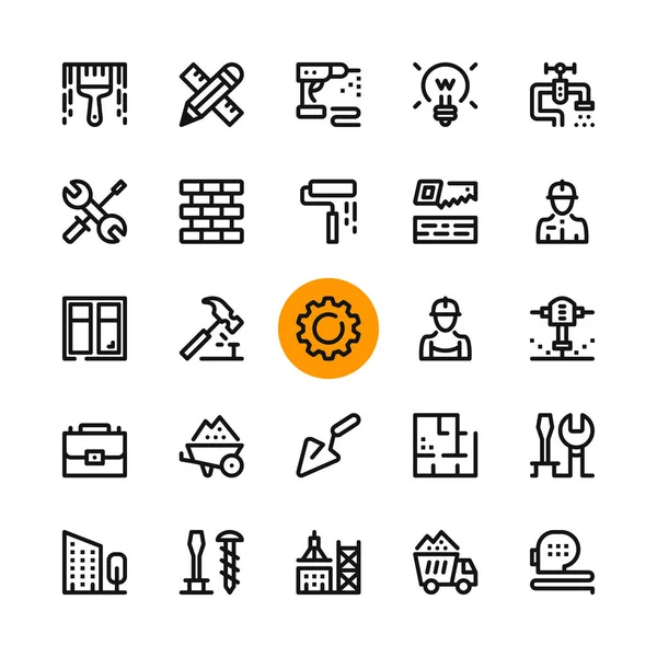 Construction Tools Line Icons Set Modern Graphic Design Concepts Simple — Stock Vector