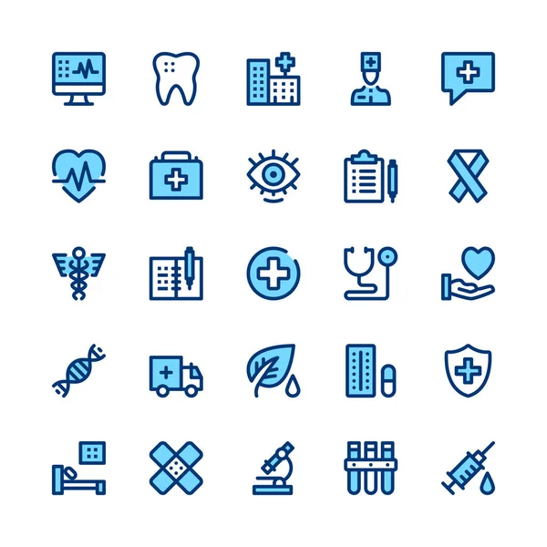 Ensemble Icônes Médecine Soins Santé Concepts Graphiques Modernes Symboles Simples — Image vectorielle