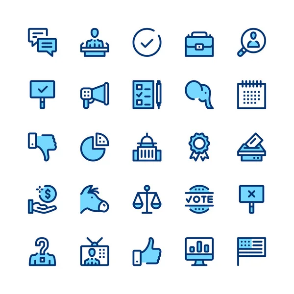Conjunto Iconos Línea Política Electoral Conceptos Diseño Gráfico Moderno Símbolos — Vector de stock