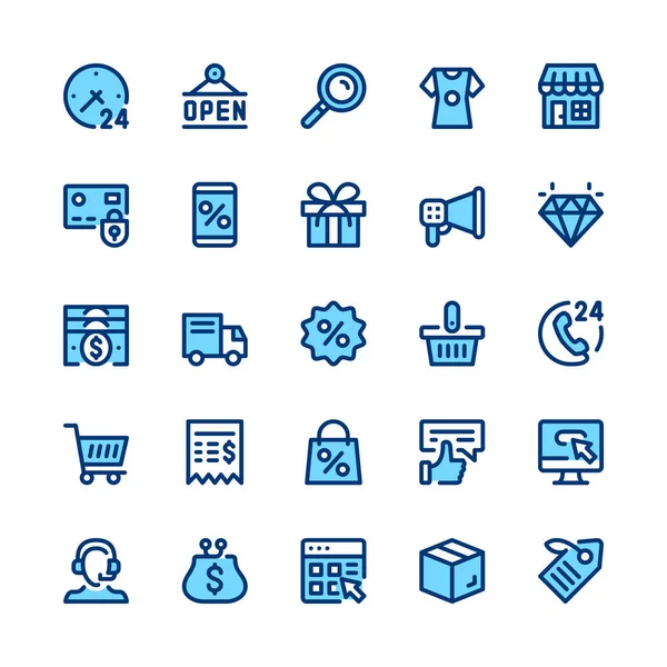 Ecommerce Internet Commerce Online Shopping Line Icons Set Modern Graphic — Stock Vector