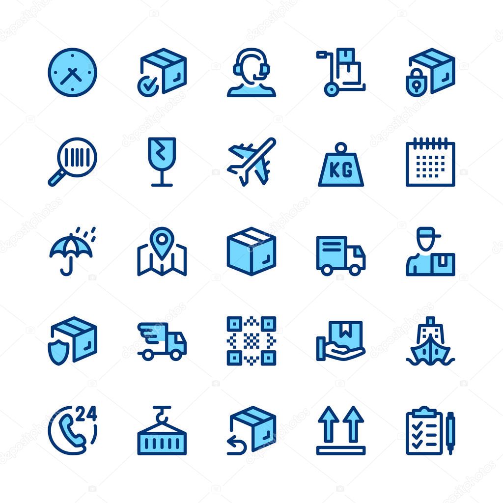 Delivery, logistics line icons set. Modern graphic design concepts, simple symbols, elements, pictograms collection. Minimal thin line design. Premium quality. Pixel perfect. Vector outline icons