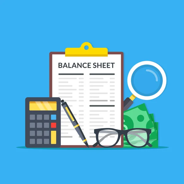 Accounting Financial Statement Audit Concepts Balance Sheet Clipboard Magnifying Glass Royalty Free Stock Vectors
