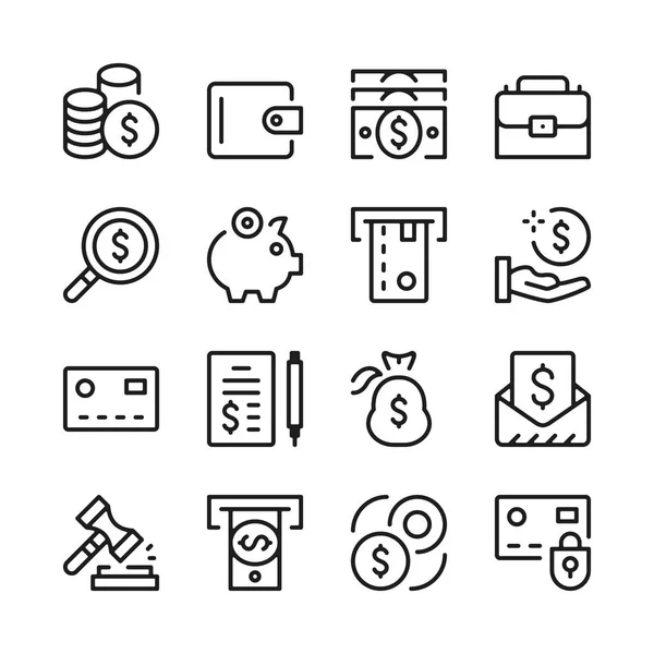 Ícones Linha Dinheiro Configurados Conceitos Design Gráfico Moderno Coleção Elementos Ilustração De Stock