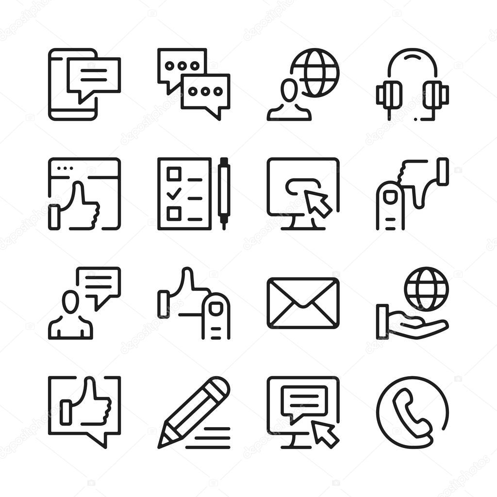 Online communication line icons set. Modern graphic design concepts, simple outline elements collection. Vector line icons