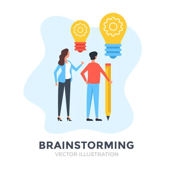 Εγκεφαλική Καταιγίδα Επίπεδη Σχεδίαση Δημιουργική Ιδέα Ομαδική Εργασία Καινοτόμος Λύση — Διανυσματικό Αρχείο