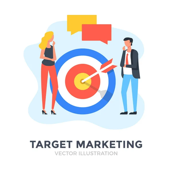 Target Marketing Flat Design Business People Vector Illustration — Stock vektor