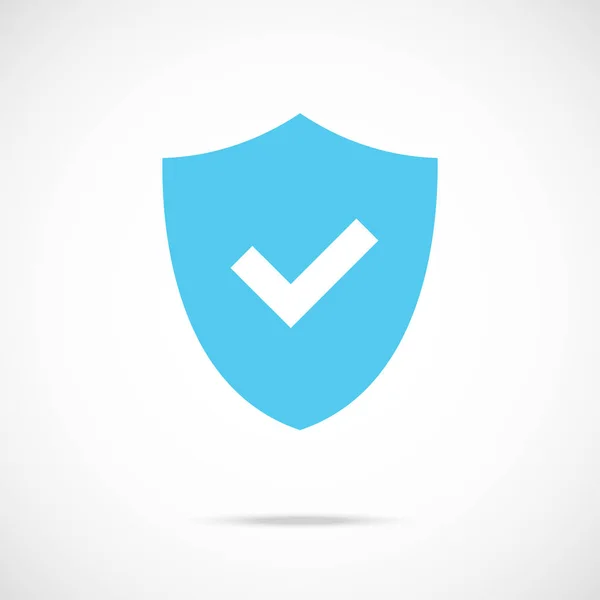 Scudo Segno Spunta Icona Sicurezza Protezione Antivirus Assicurazione Concetti Qualità — Vettoriale Stock