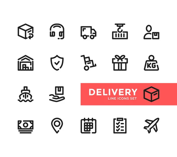 Delivery Line Icons Set Pixel Perfect Modern Outline Symbols Collection — 스톡 벡터