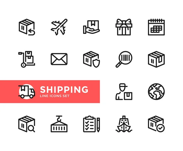 Shipping Vector Line Icons Simple Set Outline Symbols Graphic Design — Stock Vector