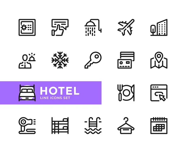Ícones Linha Vetorial Hotel Conjunto Simples Símbolos Contorno Elementos Design Gráficos Vetores