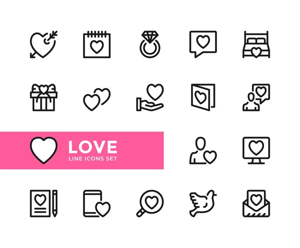 Szerelem Vektor Vonal Ikonok Egyszerű Vázlatszimbólumok Grafikai Tervezési Elemek Pixel Stock Vektor