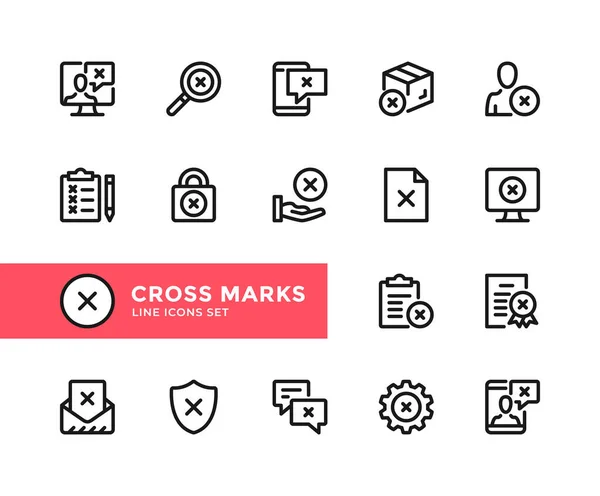 Kreuzzeichen Markieren Vektorlinien Symbole Einfache Reihe Von Umrisssymbolen Grafische Gestaltungselemente Vektorgrafiken