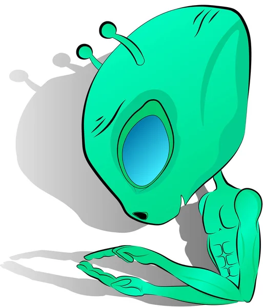 Illustration Vectorielle Dessin Extraterrestre Vert Dessiné Main Isolé Sur Fond — Image vectorielle