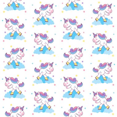 Şirin Tek Boynuzlu At Buz Pateni kusursuz arkaplan çizimi