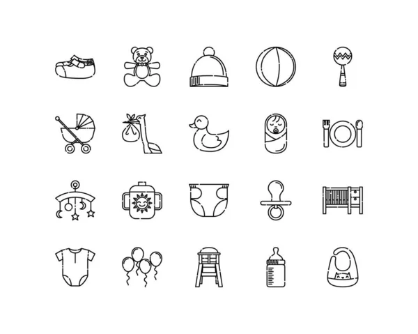 Baby Icon Collecties Met Outline Stijl Pixel Perfect — Stockvector